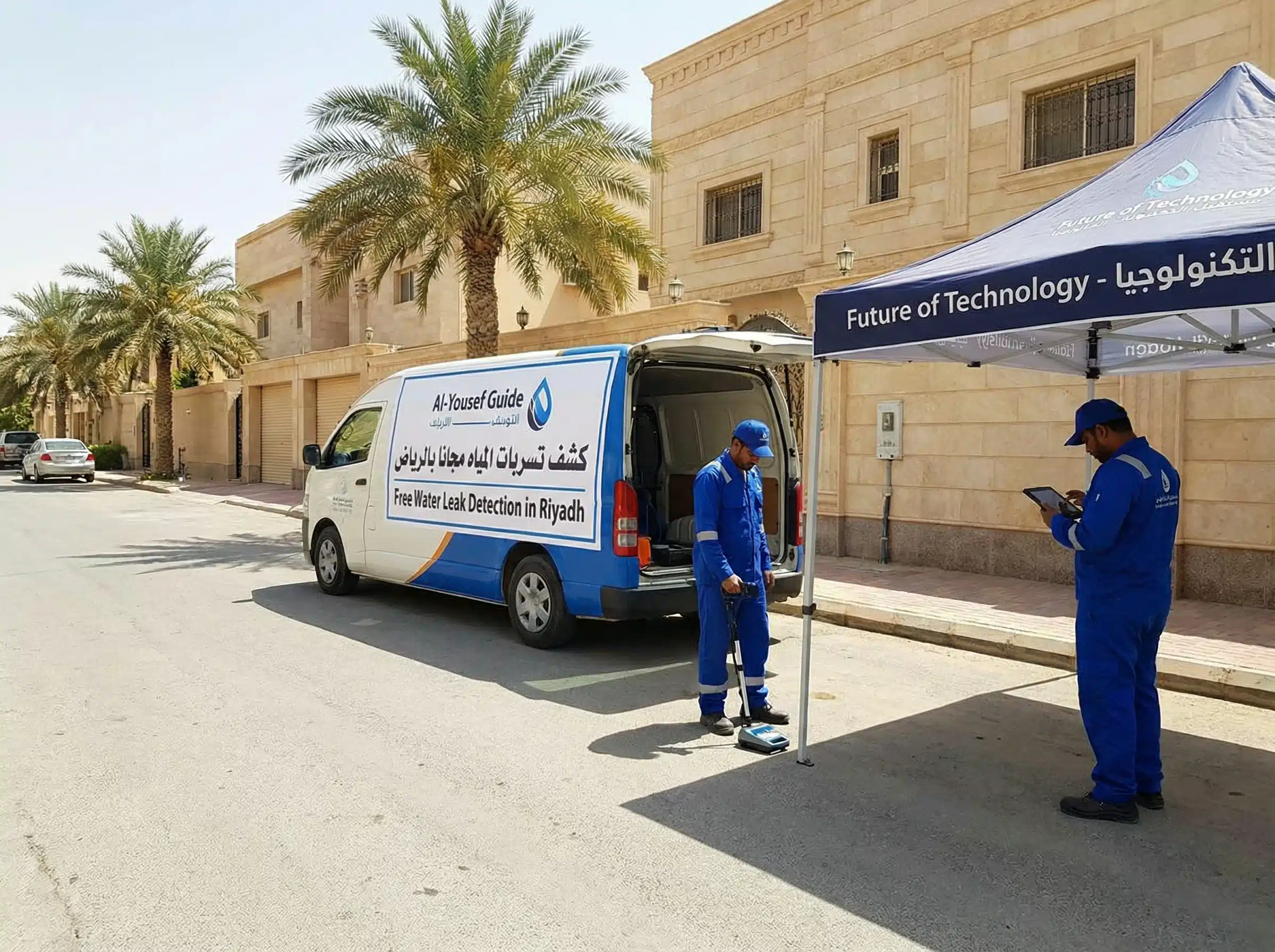 كشف تسربات المياه بالرياض — الدليل الشامل 2026 13 كشف تسربات المياه مجانا الرياض - دليل اليوسف - مستقبل التقنية
