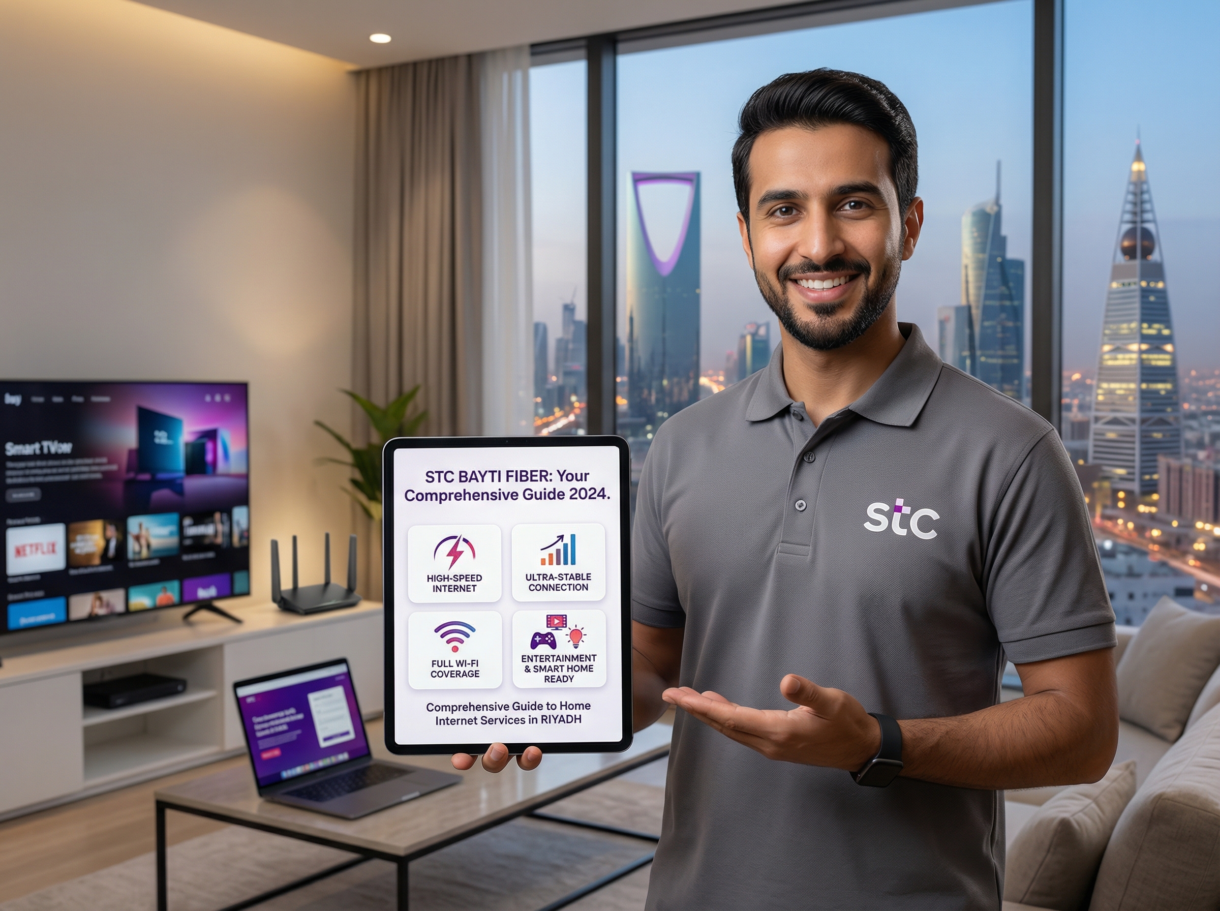 مندوب الياف بصرية STC | دليلك الشامل لباقات بيتي فايبر في الرياض 2026 2 صورة توضيحية لعملية مندوب الياف بصرية STC باستخدام أحدث التقنيات