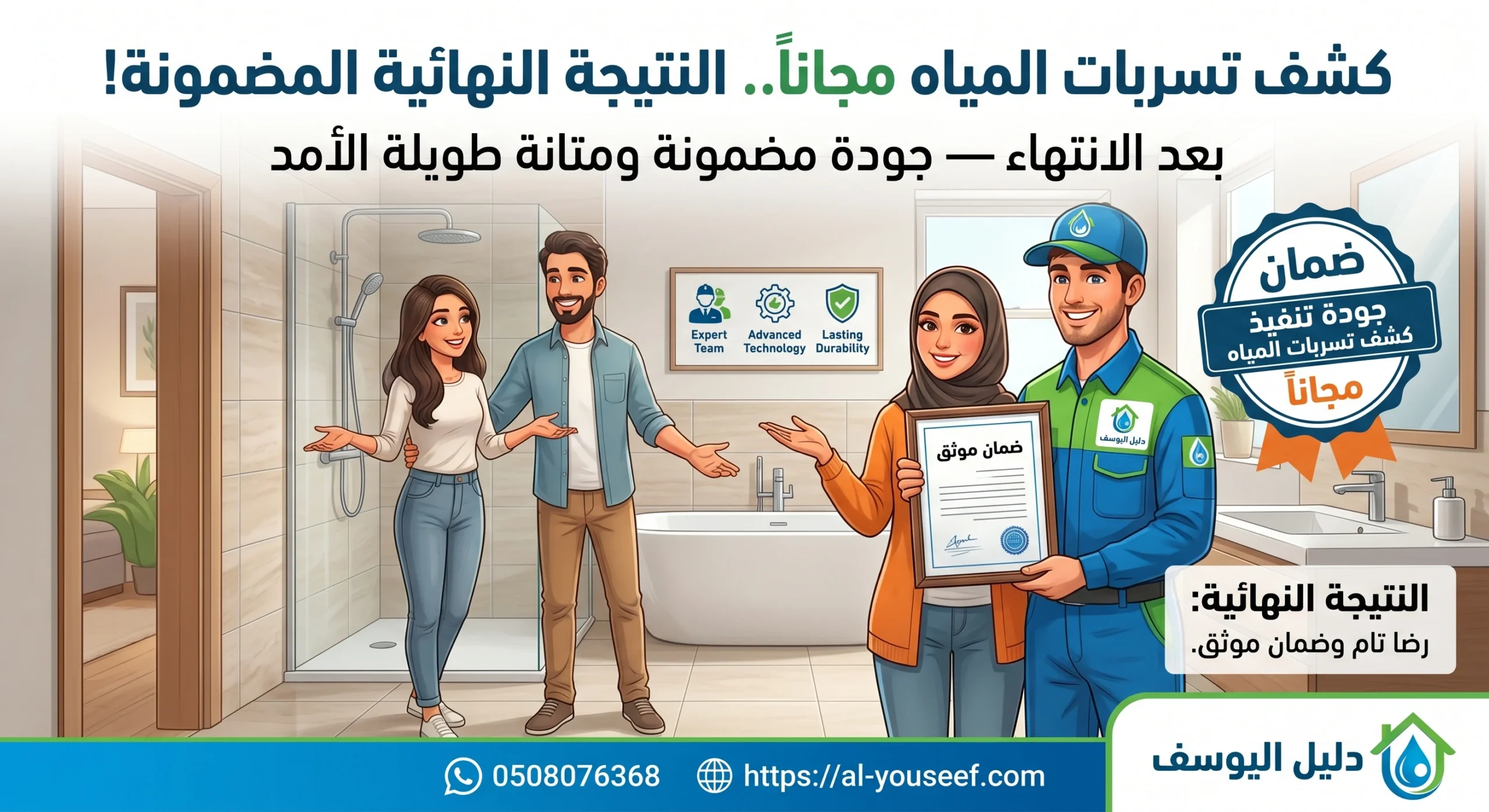 نتيجة كشف تسربات المياه مجانا بعد الانتهاء — جودة مضمونة ومتانة طويلة الأمد