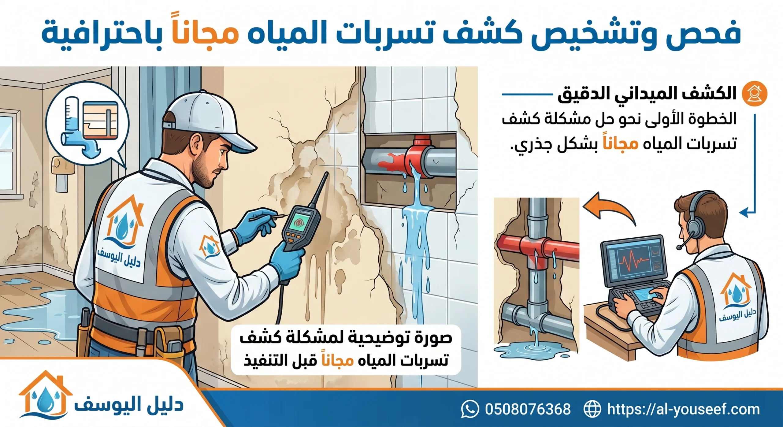 صورة توضيحية لمشكلة كشف تسربات المياه مجانا قبل التنفيذ